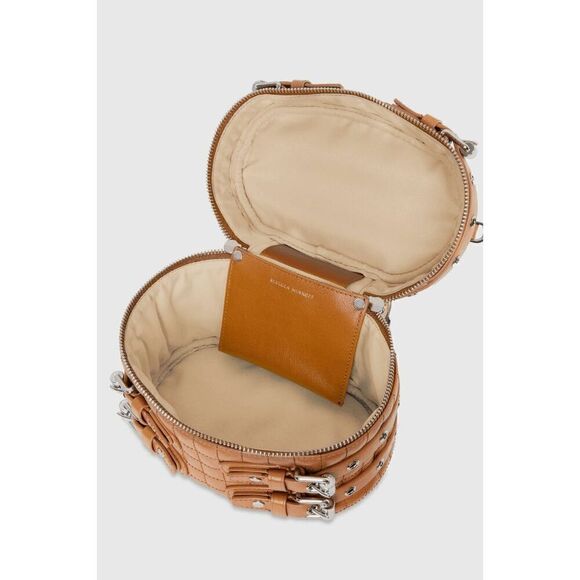 NWT REBECCA MINKOFF Hitch Hiker Oblong Moto Caramel Crossbody Handbag MSRP $398 - Picture 4 of 16